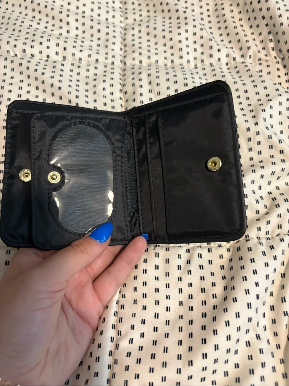 Men's Black Leather Zip Wallet with Metal Plate